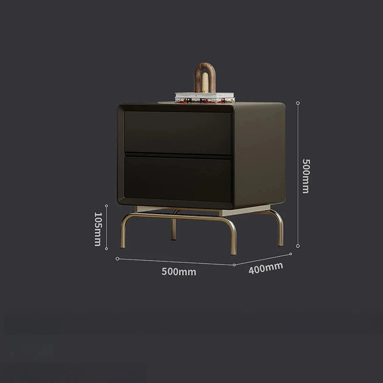 Stylish Modern Bedside Cupboard with Solid Wood and Stainless Steel Details - Perfect Nightstand Storage Solution fjd-4737