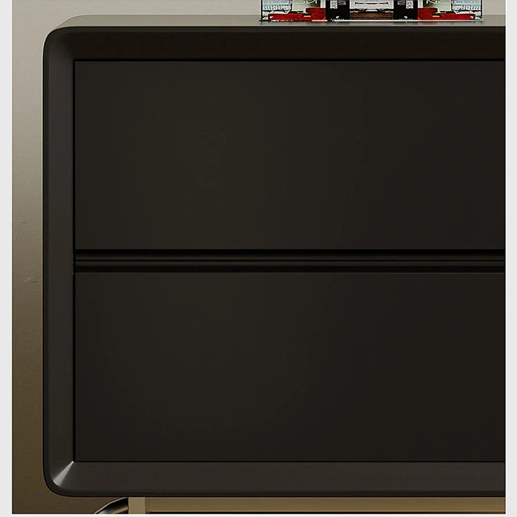 Stylish Modern Bedside Cupboard with Solid Wood and Stainless Steel Details - Perfect Nightstand Storage Solution fjd-4737