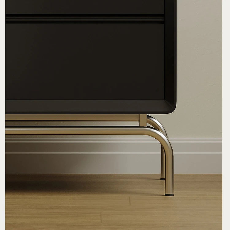 Stylish Modern Bedside Cupboard with Solid Wood and Stainless Steel Details - Perfect Nightstand Storage Solution fjd-4737