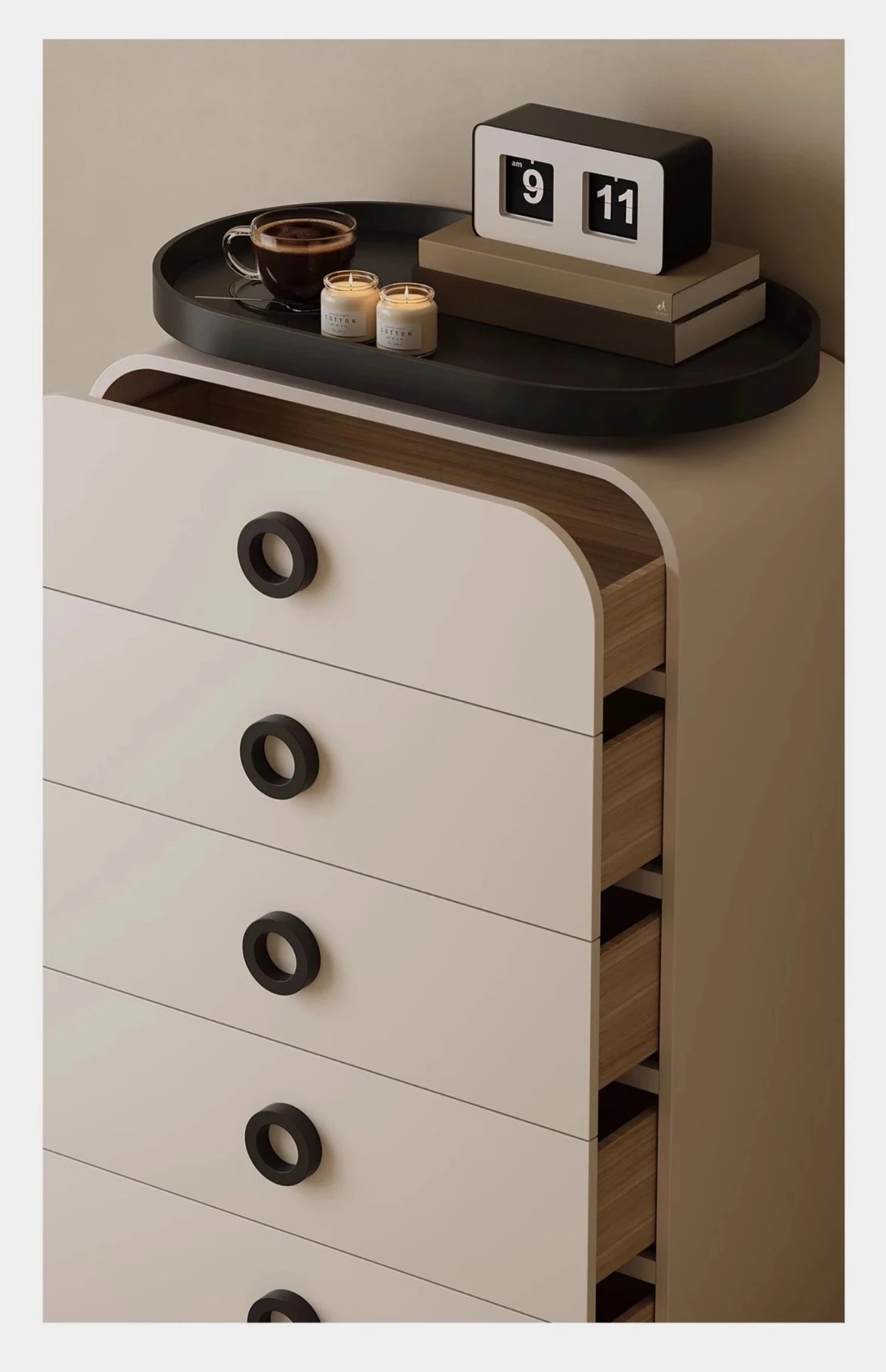 Stylish Pine Cabinet with 5 Drawers - Modern Storage Solution for Your Home fjd-4739