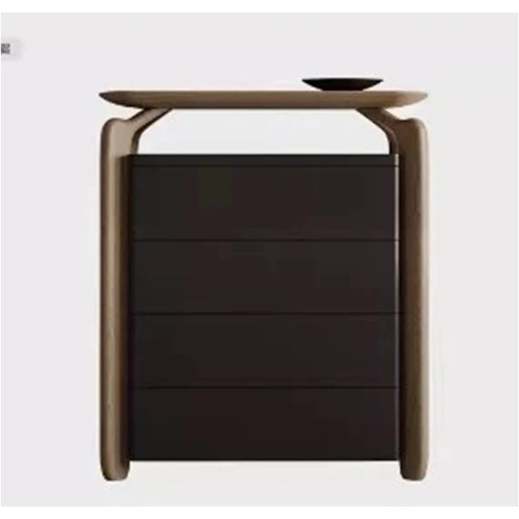 Stylish Sintered Stone and Pine Walnut Cabinet for Modern Interiors - Space-Saving Design with Ample Storage fjd-4741
