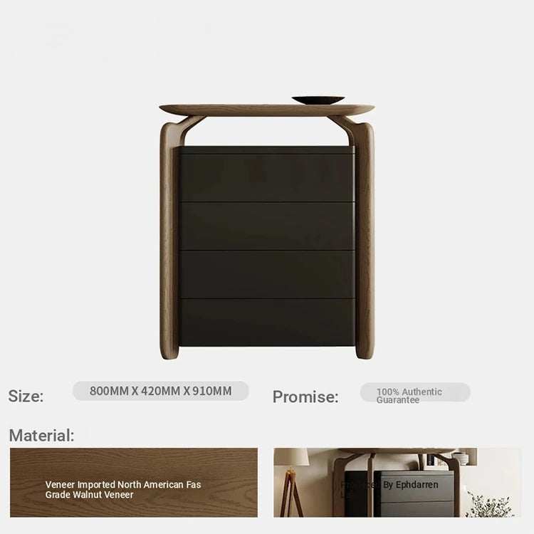 Stylish Sintered Stone and Pine Walnut Cabinet for Modern Interiors - Space-Saving Design with Ample Storage fjd-4741