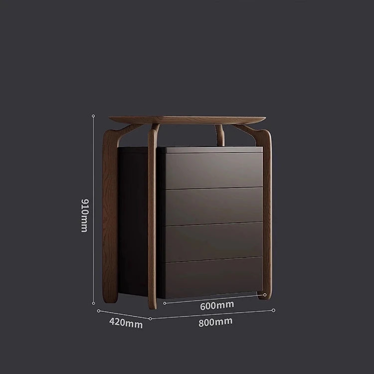 Stylish Sintered Stone and Pine Walnut Cabinet for Modern Interiors - Space-Saving Design with Ample Storage fjd-4741