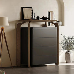 Stylish Sintered Stone and Pine Walnut Cabinet for Modern Interiors - Space-Saving Design with Ample Storage fjd-4741