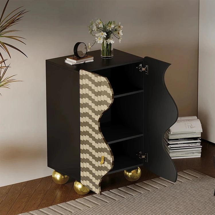 Elegant Modern Cabinet with Density Board and Stainless Steel Accents - Stylish Storage Solution fjd-4742