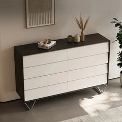 Stylish Density Board Cabinet with Stainless Pine Accents - Modern 6-Drawer Storage Solution for Home Décor fjd-4744