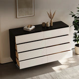 Stylish Density Board Cabinet with Stainless Pine Accents - Modern 6-Drawer Storage Solution for Home Décor fjd-4744