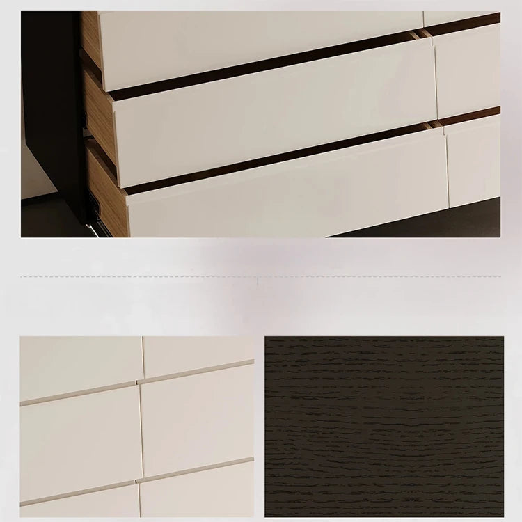 Stylish Density Board Cabinet with Stainless Pine Accents - Modern 6-Drawer Storage Solution for Home Décor fjd-4744