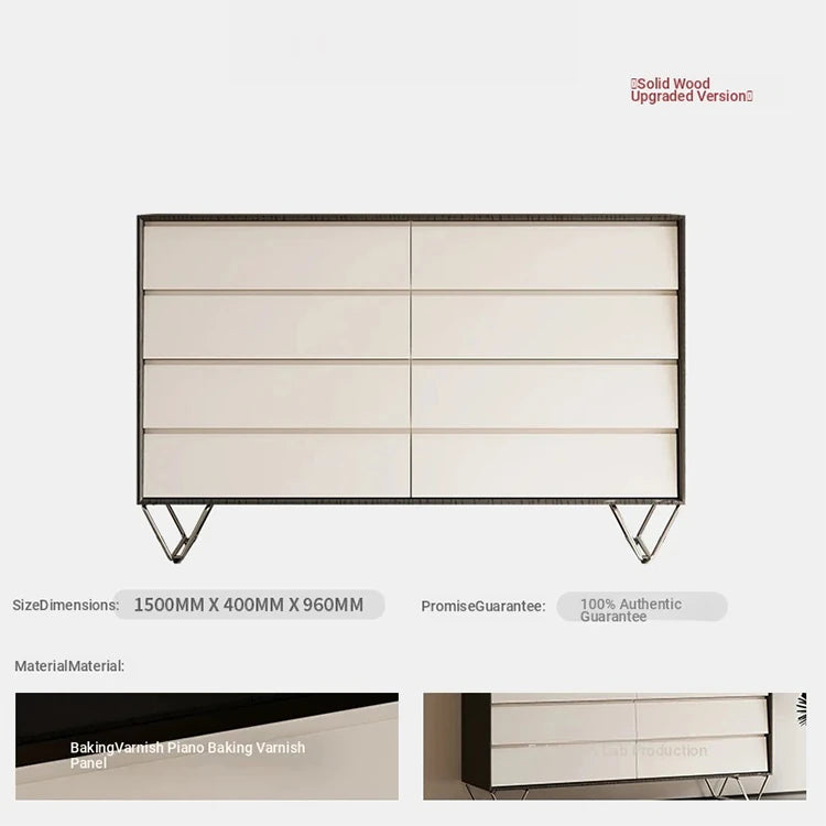 Stylish Density Board Cabinet with Stainless Pine Accents - Modern 6-Drawer Storage Solution for Home Décor fjd-4744