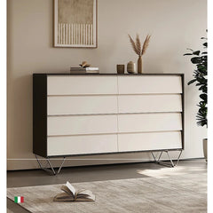 Stylish Density Board Cabinet with Stainless Pine Accents - Modern 6-Drawer Storage Solution for Home Décor fjd-4744