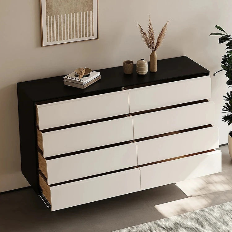 Stylish Density Board Cabinet with Stainless Pine Accents - Modern 6-Drawer Storage Solution for Home Décor fjd-4744