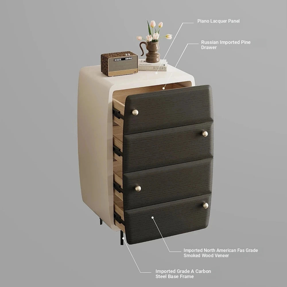 Modern Pine Density Board Cabinet with 4 Drawers - Stylish Storage Solution for Home and Office fjd-4745
