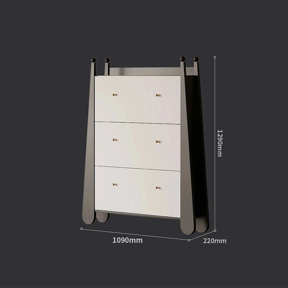 Stylish Ash Wood Density Board Cabinet with Modern Design and Gold Accents - Perfect for Any Room! fjd-4746