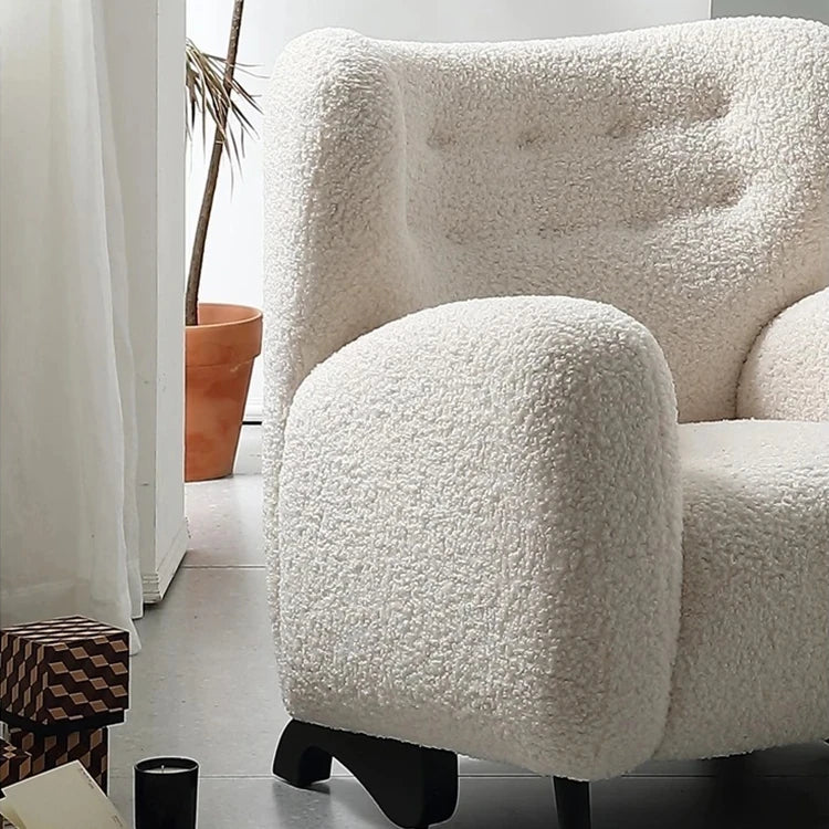 Cozy Faux Lambswool Armchair with Stainless Steel Legs - Stylish Accent Chair for Modern Living Rooms fjd-4747