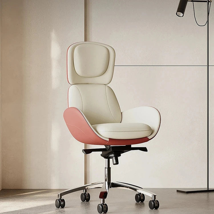 Luxurious Synthetic Leather Office Chair with Aluminum Alloy Base - Ergonomic Design for Ultimate Comfort fjd-4748