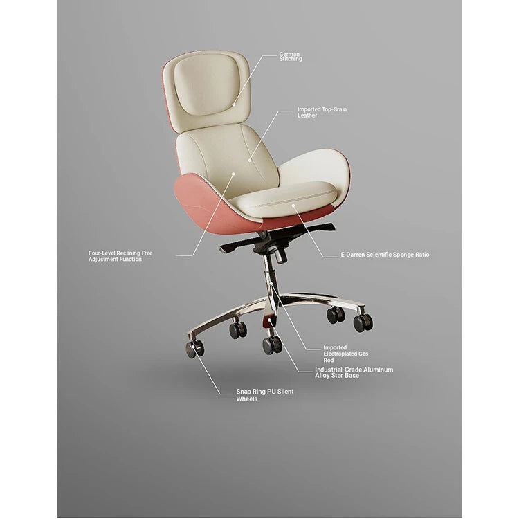Luxurious Synthetic Leather Office Chair with Aluminum Alloy Base - Ergonomic Design for Ultimate Comfort fjd-4748