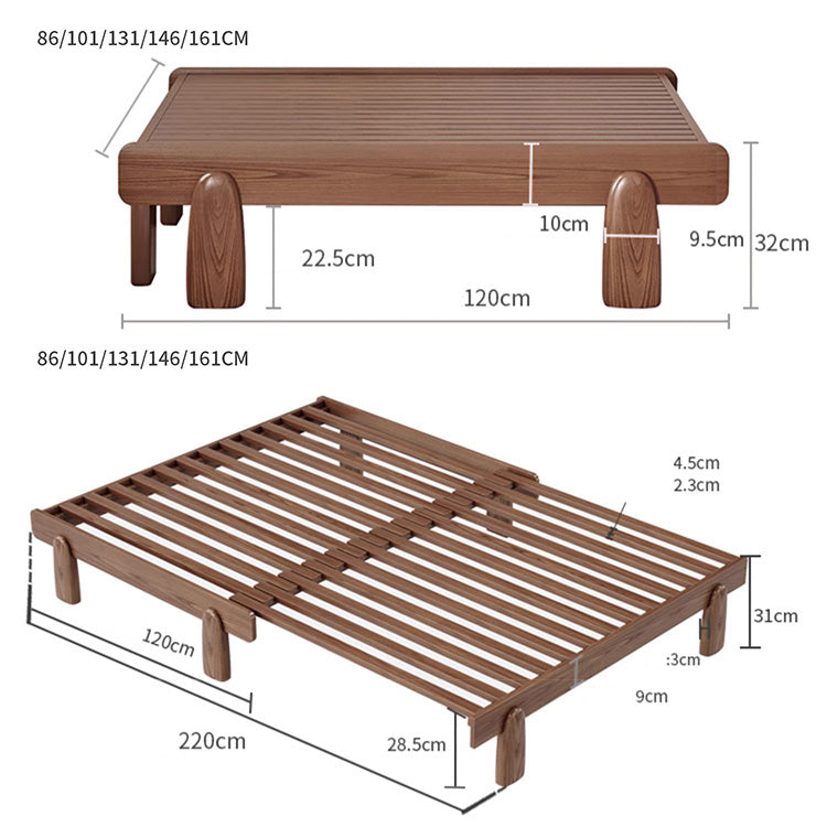 Elegant Bed Frame in Rich Brown Ash Wood - Perfect for Modern Bedrooms fjjj-1653