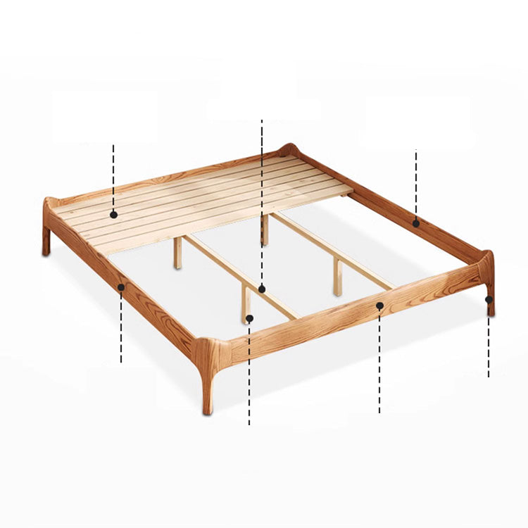 Stylish Light Brown Bed with Natural Wood Accents - Premium Ash Wood Frame fjjj-1655