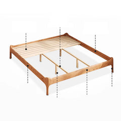 Stylish Light Brown Bed with Natural Wood Accents - Premium Ash Wood Frame fjjj-1655