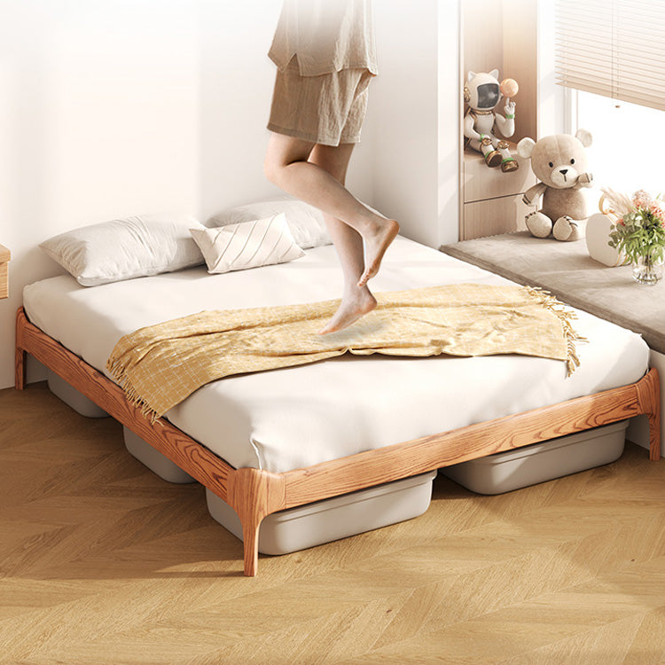 Stylish Light Brown Bed with Natural Wood Accents - Premium Ash Wood Frame fjjj-1655