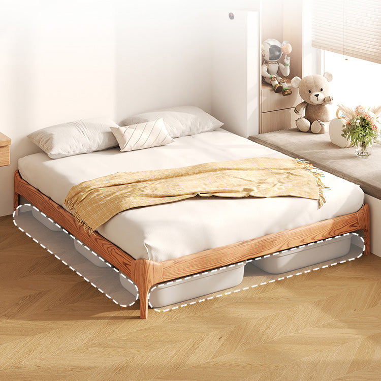 Stylish Light Brown Bed with Natural Wood Accents - Premium Ash Wood Frame fjjj-1655