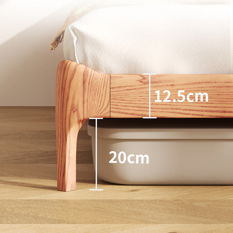 Stylish Light Brown Bed with Natural Wood Accents - Premium Ash Wood Frame fjjj-1655