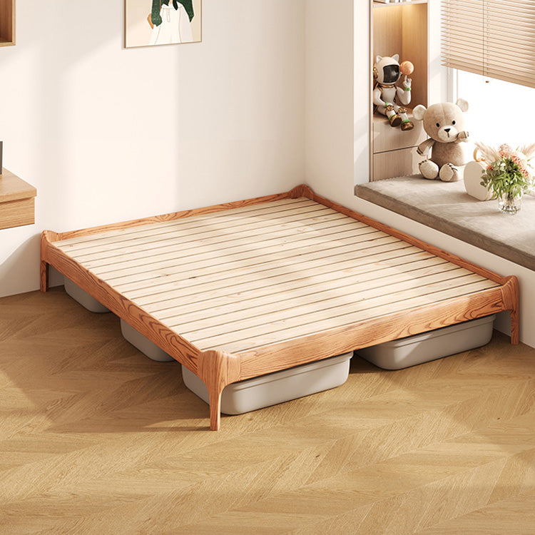 Stylish Light Brown Bed with Natural Wood Accents - Premium Ash Wood Frame fjjj-1655