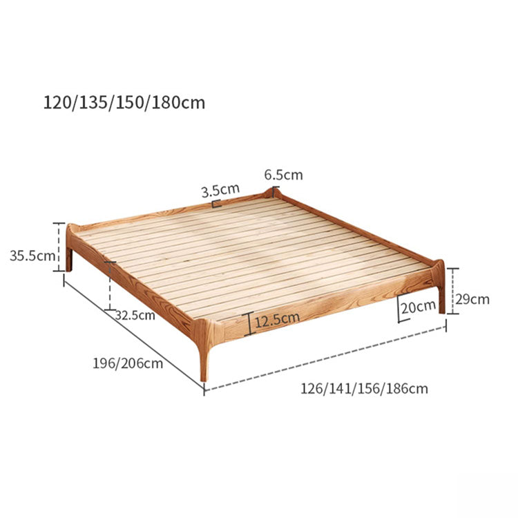 Stylish Light Brown Bed with Natural Wood Accents - Premium Ash Wood Frame fjjj-1655