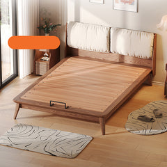 Sleek Ash Wood Bed Frame with Luxurious Down Corduroy Upholstery in Earthy Hues fjjj-1660