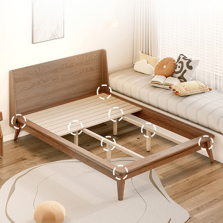 Sleek Ash Wood Bed Frame with Luxurious Down Corduroy Upholstery in Earthy Hues fjjj-1660