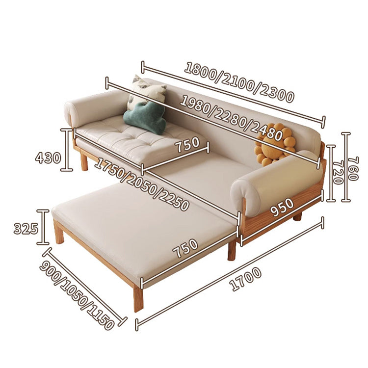 Modern Sofa with Natural Wood Frame - Cotton Linen & Leathaire Choice Sofa Bed for Living Room fjnl-1579