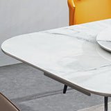 Square Extendable Dining Table with Rotatable Disc - Ceramic Top & Plywood Pedestal for 6-8 Seaters fjnl-1580