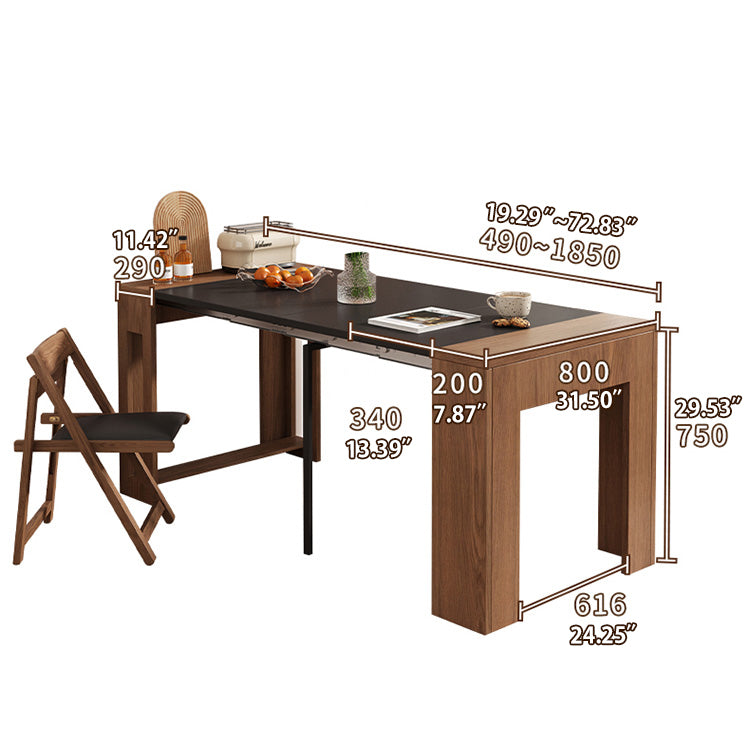 Functional Dining Table Cabinet in Convertible Rectangle with 4 Folding Chairs – Perfect Choice for Small Space fjnl-1583