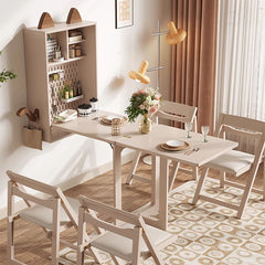 Wall-Mount Foldable Wooden Dining Table Set for 4 – Perfect for Small Space fjnl-1584