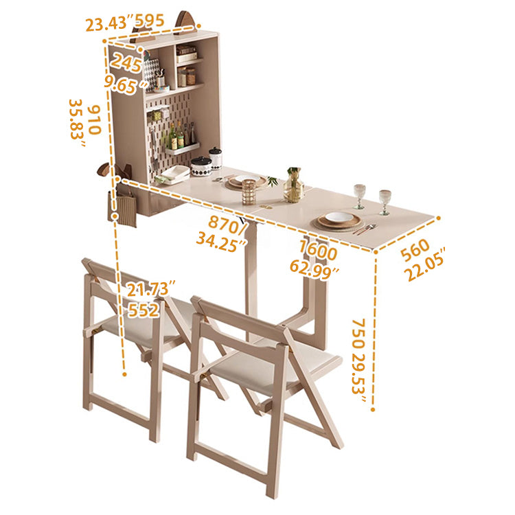 Wall-Mount Foldable Wooden Dining Table Set for 4 – Perfect for Small Space fjnl-1584