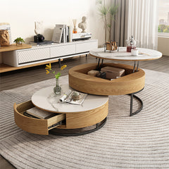 Modern 2-Pieces Round Coffee Table with Lift-Top - Modern Design with Storage For LIvingroom fjnl-1585