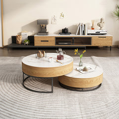 Modern 2-Pieces Round Coffee Table with Lift-Top - Modern Design with Storage For LIvingroom fjnl-1585