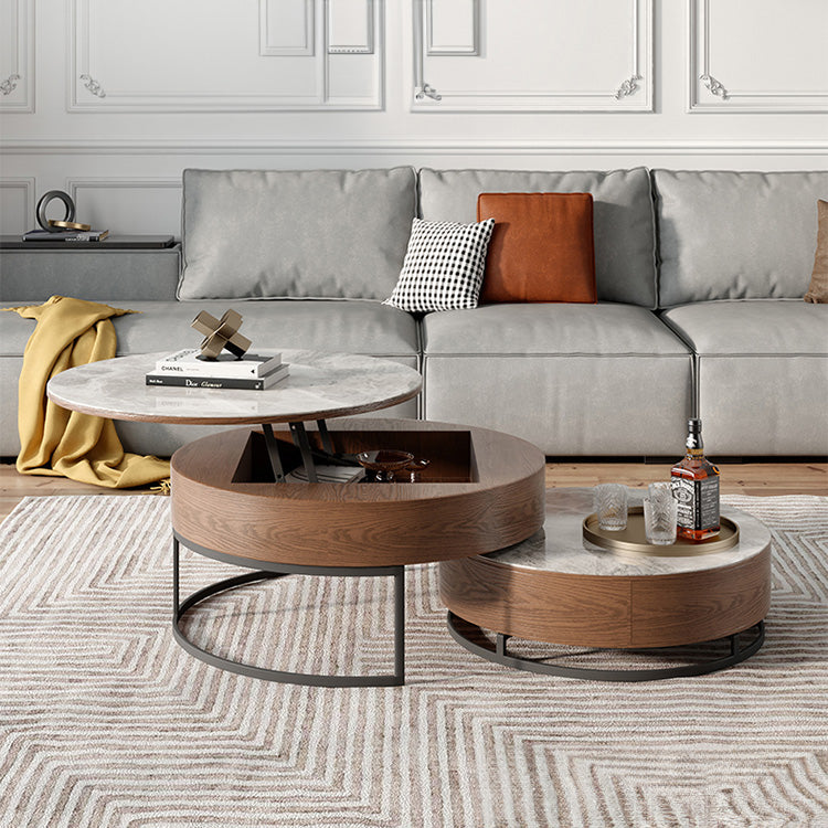 Modern 2-Pieces Round Coffee Table with Lift-Top - Modern Design with Storage For LIvingroom fjnl-1585