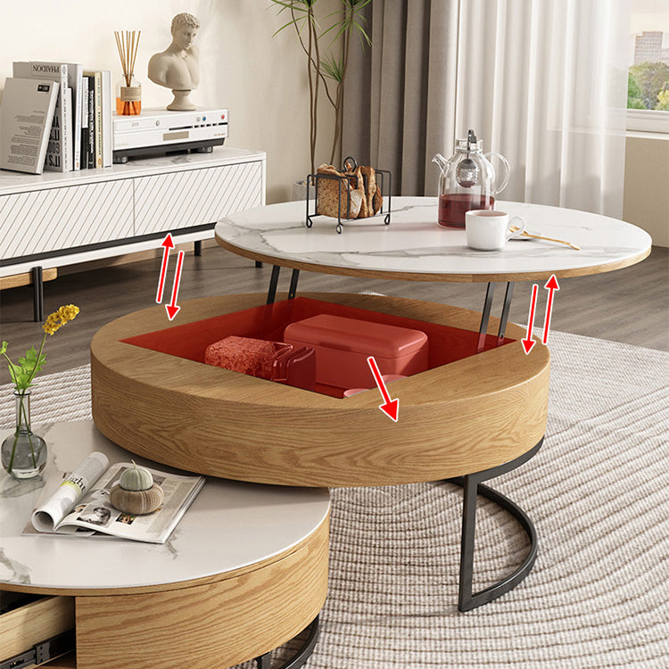 Modern 2-Pieces Round Coffee Table with Lift-Top - Modern Design with Storage For LIvingroom fjnl-1585