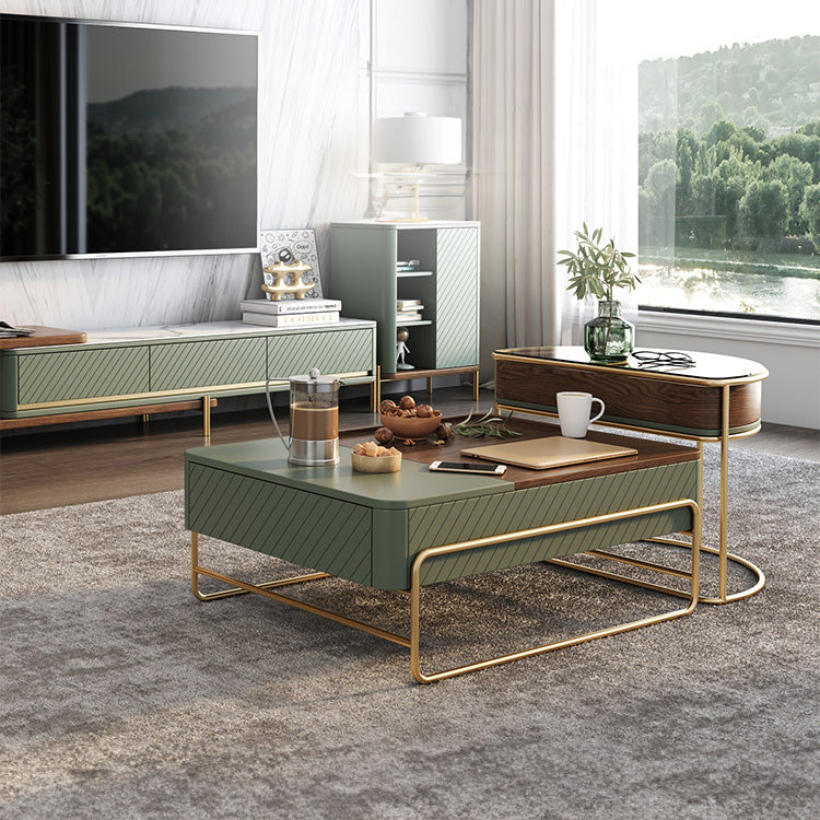 Rectangular Coffee Table and Side Table Set with Rotatable Storage - Modern for Your Livingroom Top fjnl-1587