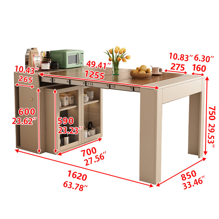 Rectangular Convertible Dining Table Cabinet with 4 Folding Chairs – Perfect for Small Space fjnl-1588