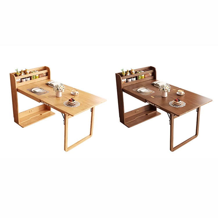 Modern Extendable Dining Table with Storage & 2 Natural Folding Dining Chairs Solid Wood  fjnl-1590