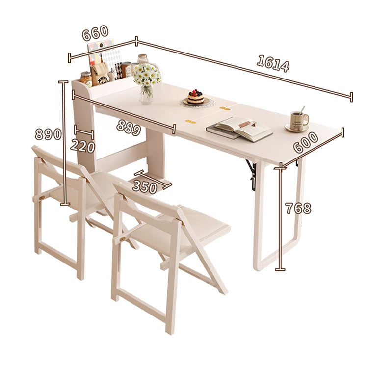 Modern Extendable Dining Table with Storage & 2 Natural Folding Dining Chairs Solid Wood  fjnl-1590
