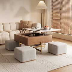 Modern Square Lift-Top Coffee Table Set with Storage & 4 Ottomans fjnl-1591