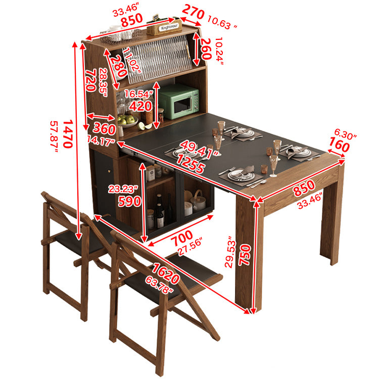 Convertible Rectangular Dining Table Cabinet for 4 – Perfect for Small Space fjnl-1592