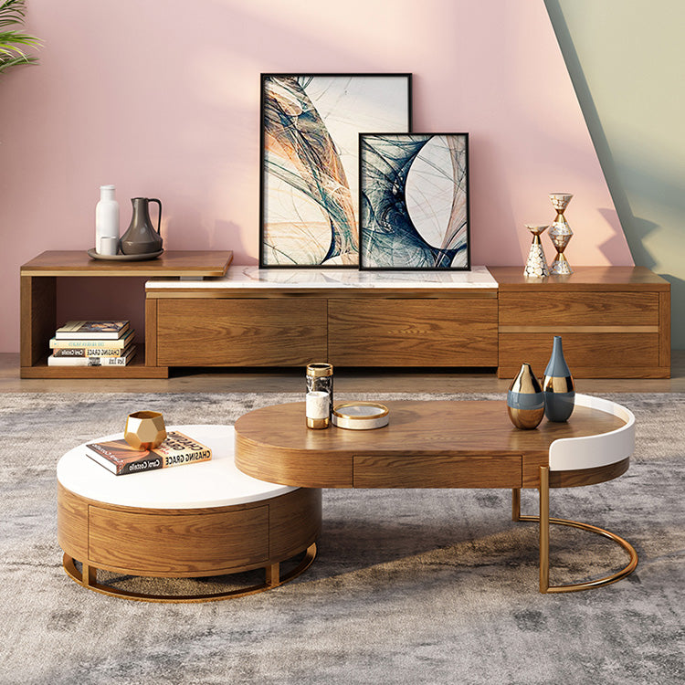 Elegant Solid Wood Two-Tone Coffee Table with Storage - Modern For Your LIvingroom fjnl-1593