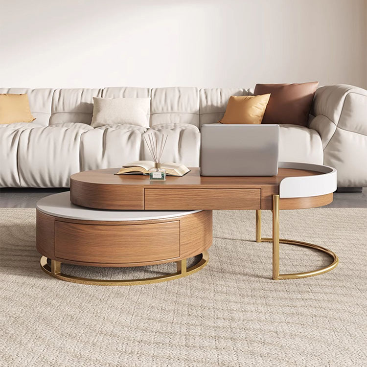 Elegant Solid Wood Two-Tone Coffee Table with Storage - Modern For Your LIvingroom fjnl-1593