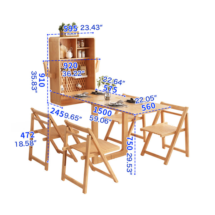 Wall-Mount Foldable Wooden Dining Table Cabinet for 4 – Perfect for Small Space  fjnl-1600