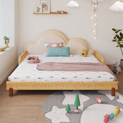 Modern Solid Wood Bed with Foam Upholstery Headboard – Cute and Durable Design fjnl-1603