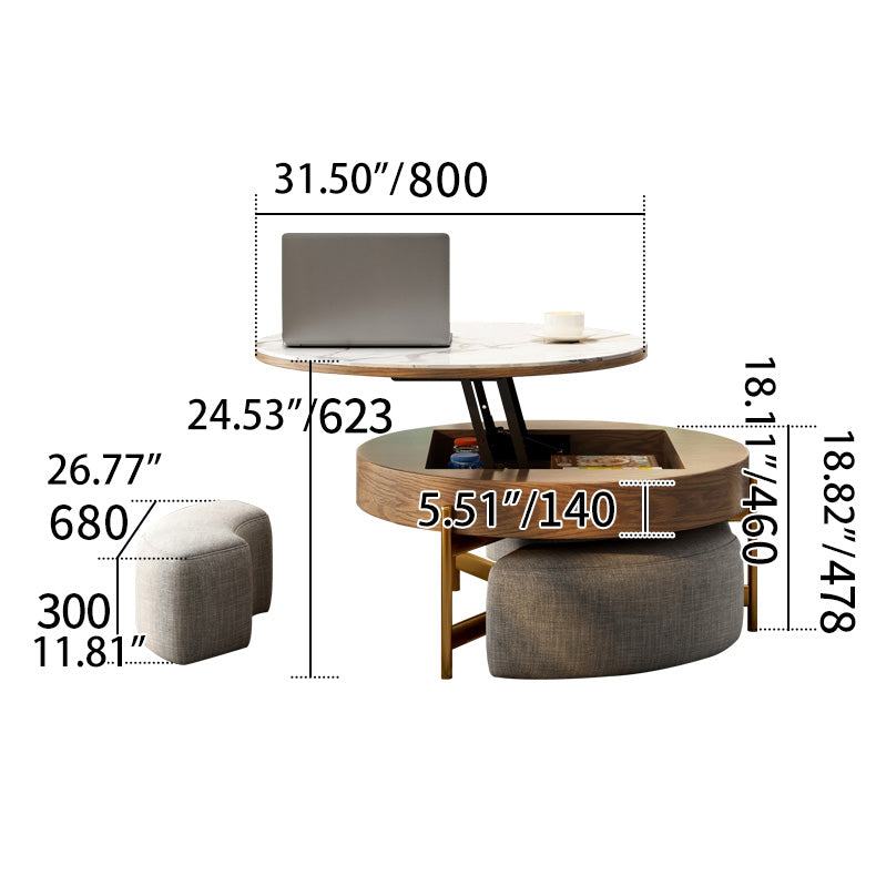 Elegant Sintered Stone Coffee Table with Stainless Steel Frame and PU Leather Linen Finish fjnl-2449